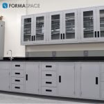 epoxy lab casework with glass cabinets