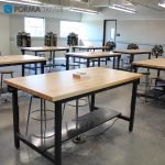 maple top classroom desk with foot rest