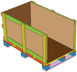 11 build trade show crates line back wall and floor with cardboard