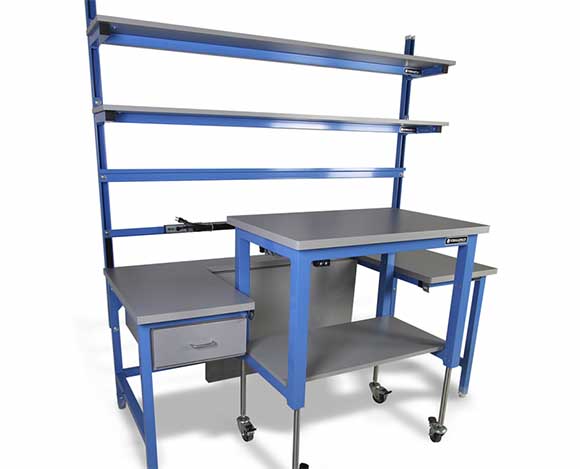mobile cart attaches and detaches to workbench