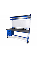workbench with tool pegboard