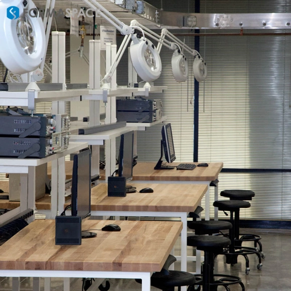 classroom learning environment workbenches with lamps