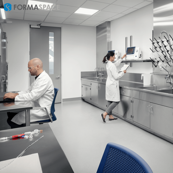 Stainless Steel Wet Lab with Lab Researchers