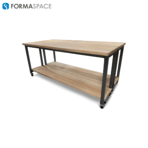 Large Mobile Maple-Top Island with Lower Shelf