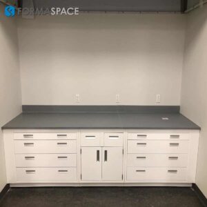 Gray Epoxy Top Casework with White Cabinetry