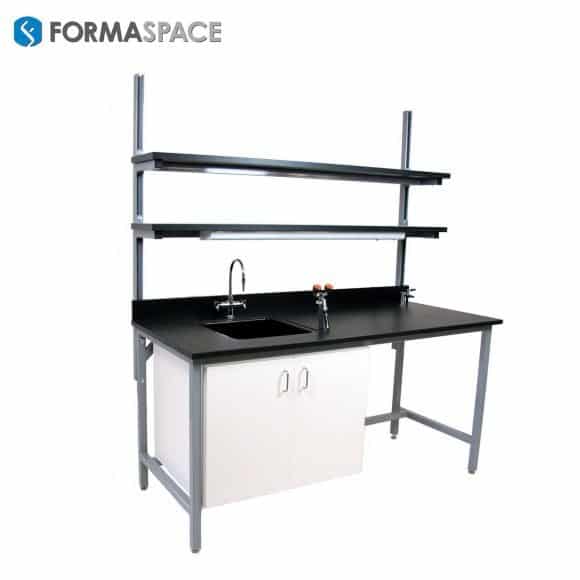 lab workbench with eye wash