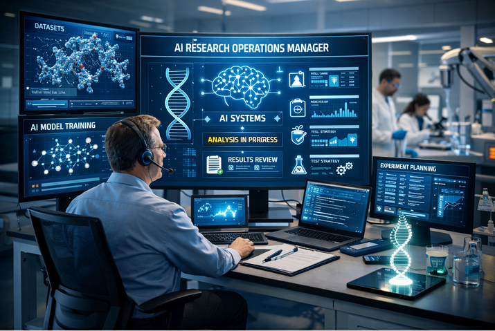 ai research operations manager at the desk
