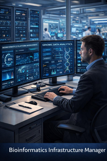 bioinformatics infrastructure manager working in a lab