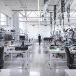 Height-adjustable engineering workstations at Belkin headquarters