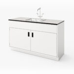 Laboratory sink stations with surrounding casework